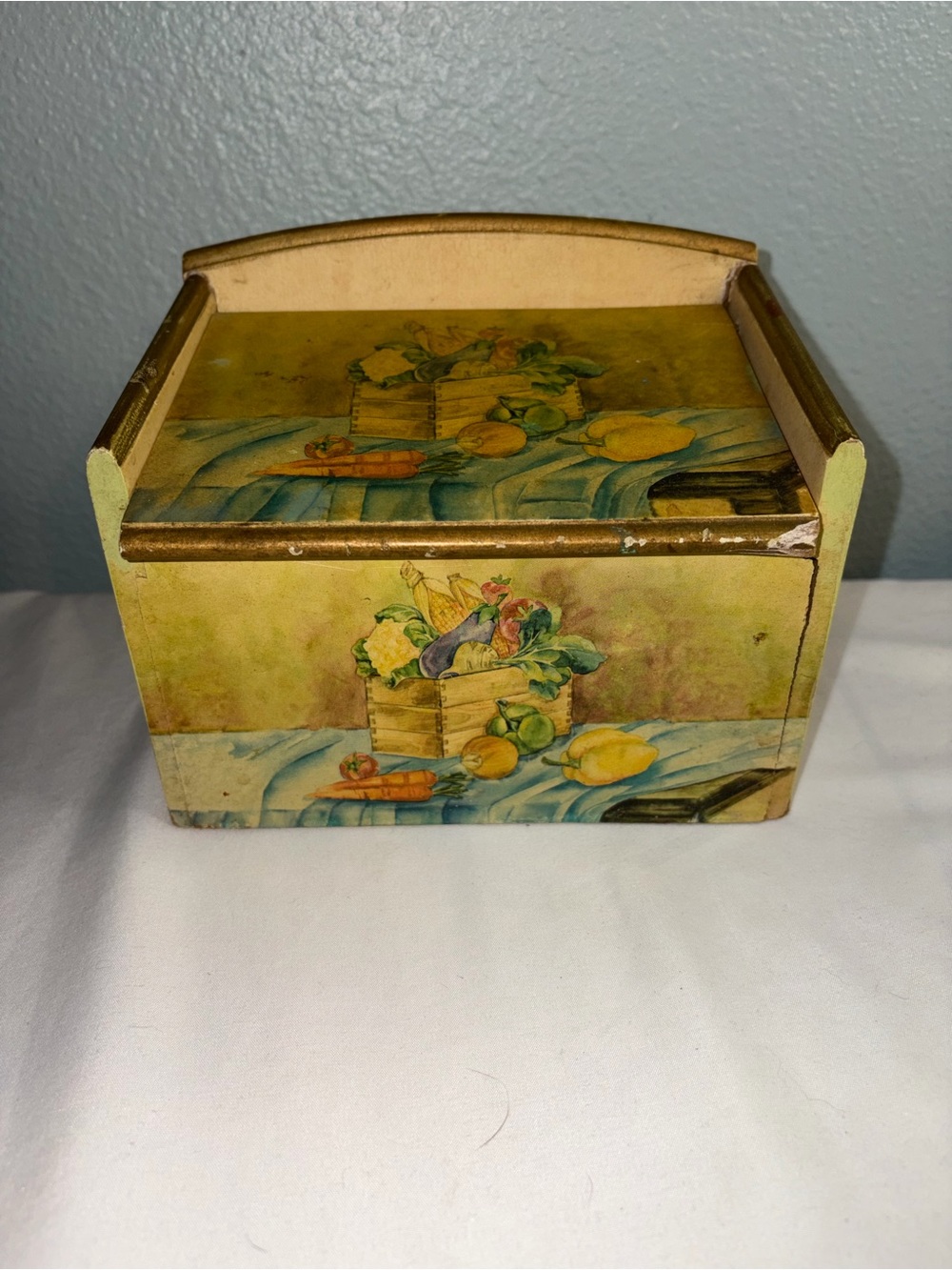 Vintage recipe box Decorative Box in Yellow and Blue